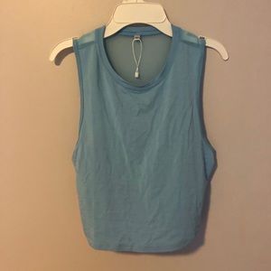 NEVER WORE light blue cropped tank with mesh back